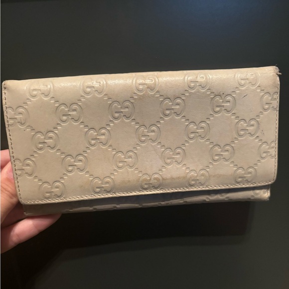 Gucci Cream Guccissima Leather Flap Continental Wallet - Picture 1 of 5